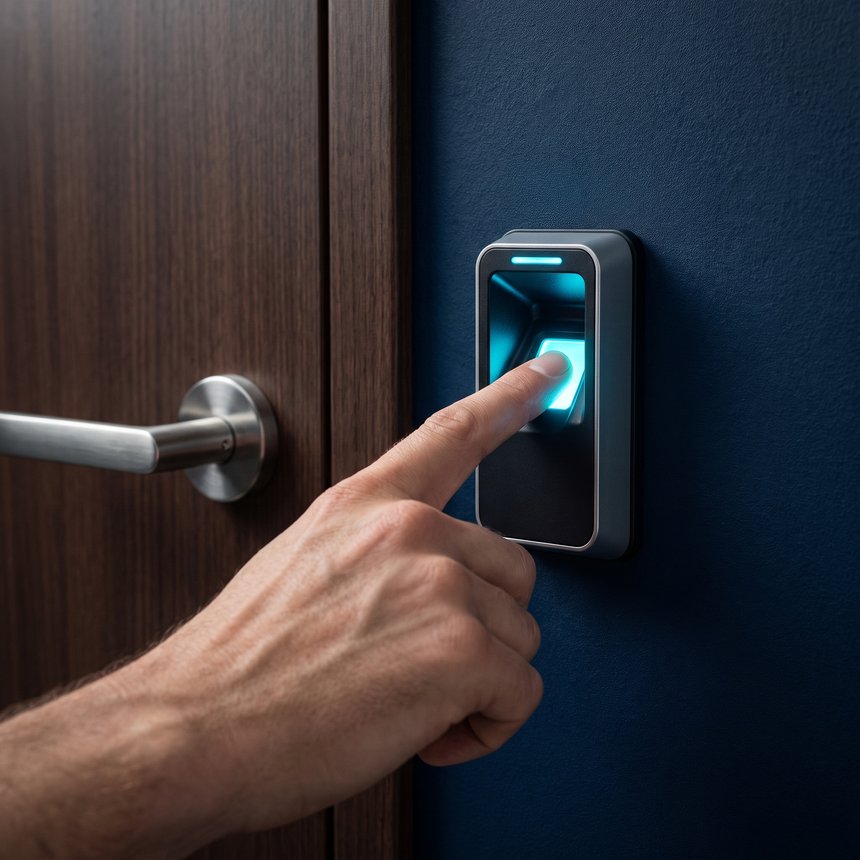 Lector biométrico de huella para control de acceso empresarial