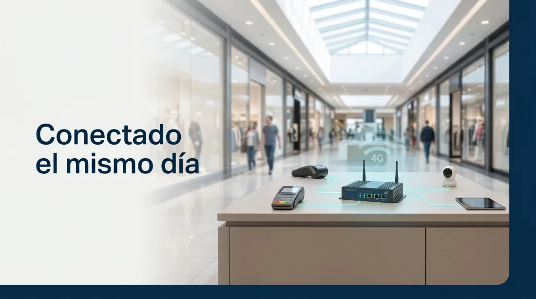 Punto de venta en plaza comercial conectado con router 4G industrial de ITE