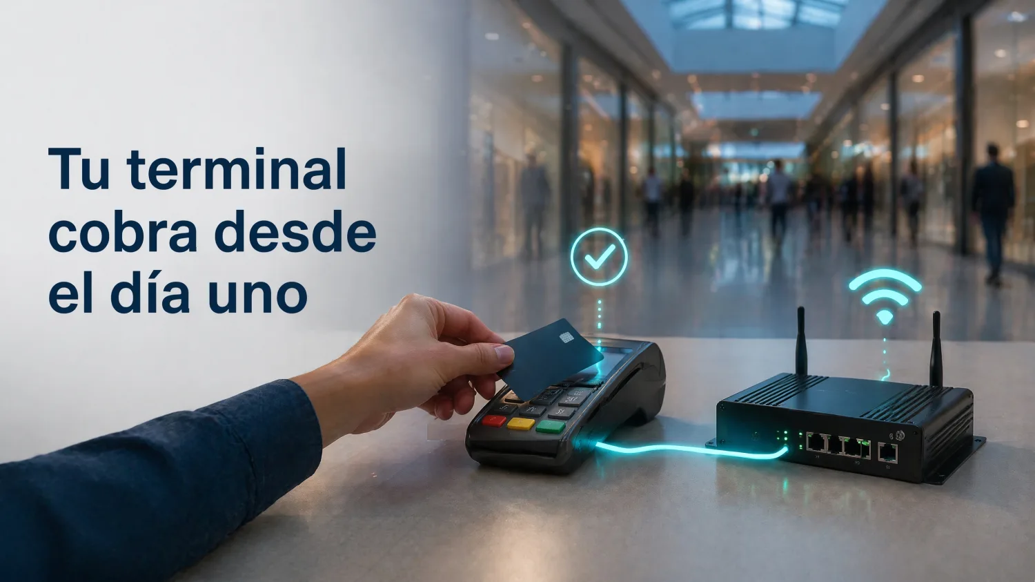 Terminal bancaria cobrando desde el primer día, conectada al router 4G industrial de ITE